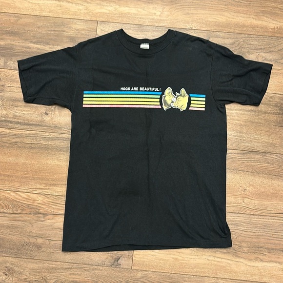 Vintage 80s Hogs Are Beautiful T Shirt - Picture 2 of 4